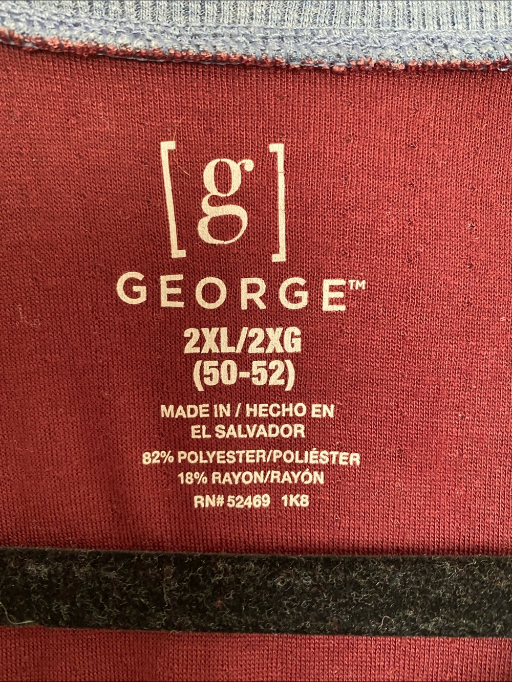 George Two-Tone Raglan Henley - Maroon Body with Blue Sleeves - Picture 2 of 6